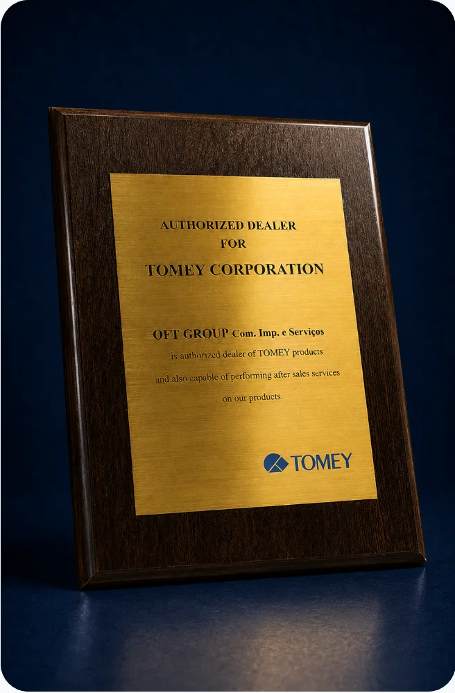 Placa de distribuidor autorizado Tomey